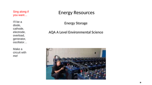 AQA A level Environmental Science - Energy storage