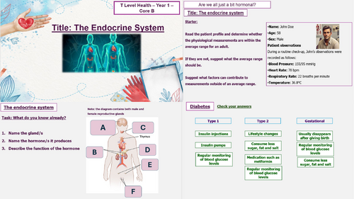 The Endocrine System & Diabetes - T Level Health - Core B Science Concepts- B2.14- 2.16 + 1.28-9