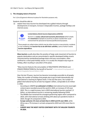 CCEA A2 Geography: Tourism