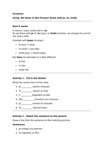 Studio 3 (Vert) - Module 1 - Planète Facebook - Grammar - Present tense (-er verbs and faire)
