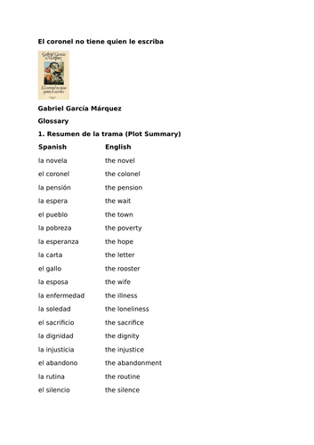 Complete Study Guide for El coronel no tiene quien le escriba by Gabriel García Márquez