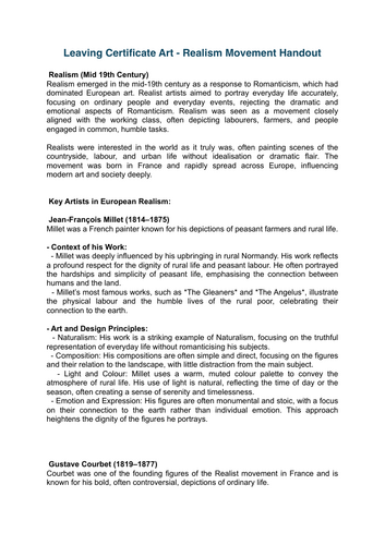 Realism Summary Handout