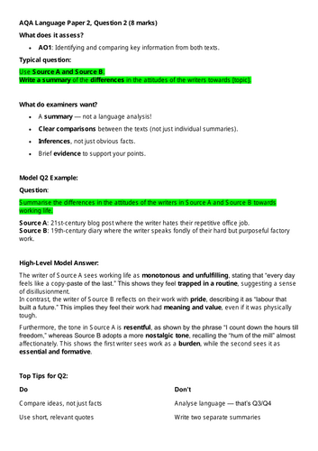 AQA Language Paper 2 - Q2 & Q4.