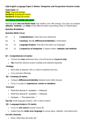 AQA Language Paper 2 - MEGA BUNDLE!