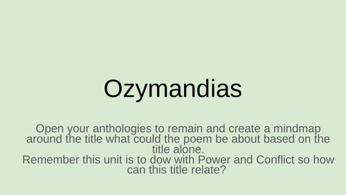 Ozymandias Lesson 1,2 and 3