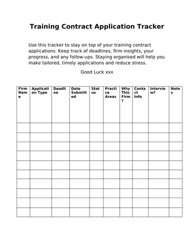 Training Contract Application Tracker