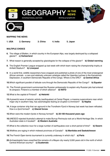 GEOGRAPHY IN THE NEWS weekly quiz - 2nd June 2