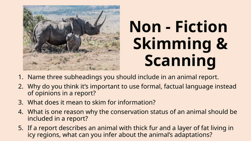 Non-Fiction - Skimming and Scanning