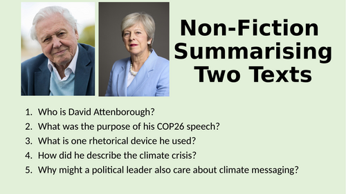 Non-Fiction - Summarising Two Texts (Environment)