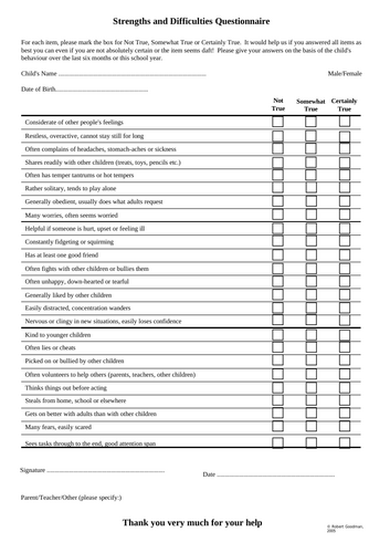 SDQ - Strengths and Difficulties Questionnaire