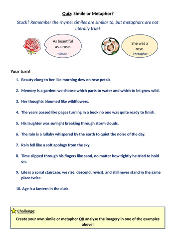 Simile or Metaphor Quiz!