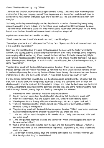 KS2, KS3 CRR Reading Fluency HW Cover Guided reading "The New Mother"
