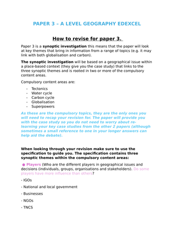 Geography A Level paper 3 guide