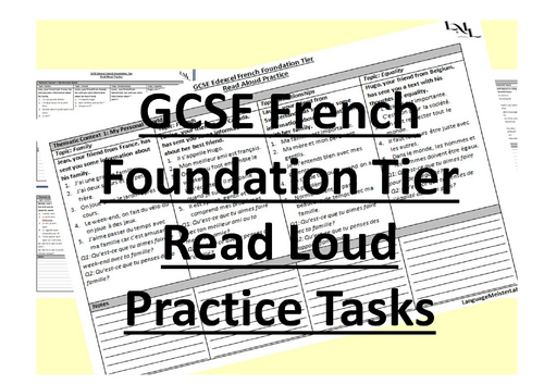 GCSE French Foundation Tier Read Aloud Practice Tasks