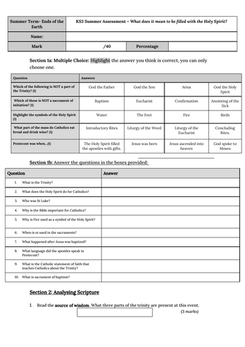 Y7: KS3 CATHOLIC RED: To the Ends of the Earth - End of Unit Assessment