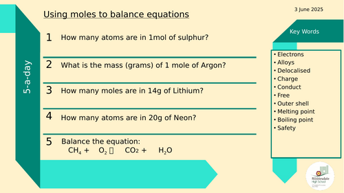 Using Moles to Balance Equations