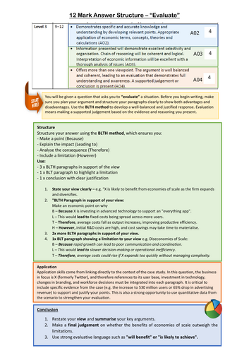 Edexcel GCSE Economics 12 mark questions answer structure