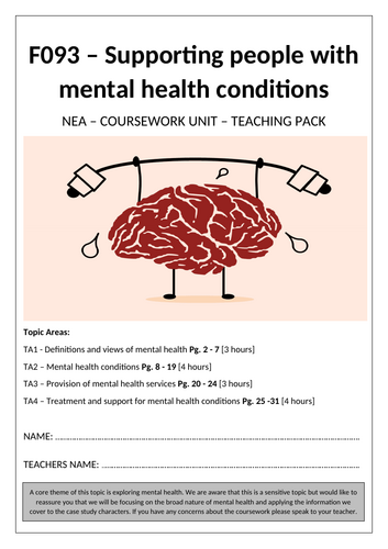 Work booklet for F093 - Supporting people with mental health conditions