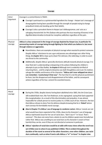 To Kill a Mockingbird Essay Plan - Courage