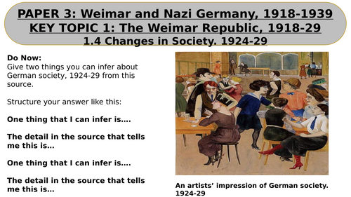 EDEXCEL GCSE HISTORY WEIMAR AND NAZI GERMANY L8 CHANGES IN THE STANDARD OF LIVING IN WEIMAR