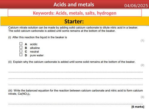 GCSE Chemistry - Acids and metals