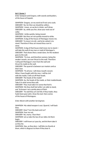 Romeo and Juliet - Act 1 Scene 1 - The Fight
