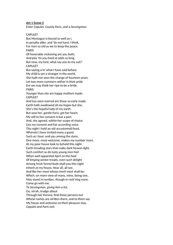 Romeo & Juliet - Act 1 Scene 2