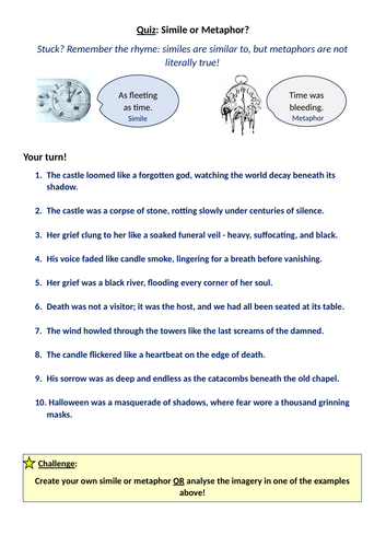 Simile or Metaphor Quiz!