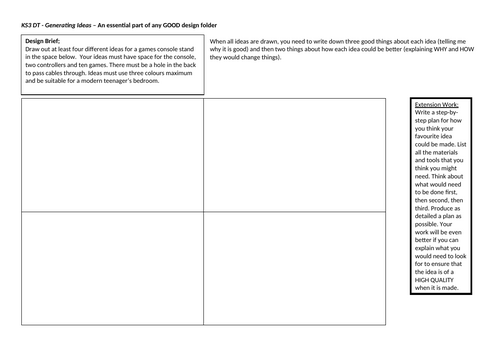 KS3 DT Generating Ideas - Console Stand