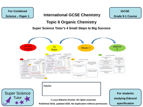 iGCSE Edexcel Chemistry for Combined Science Organic Chemistry 4-Steps Revision and Exam Prep