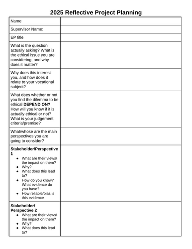 IBCP Core IB Reflective Project Planning Sheet
