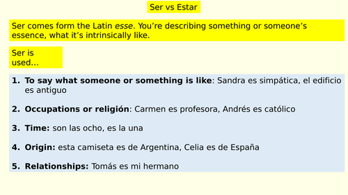 A Level Ser and Estar Exercises with Powerpoint