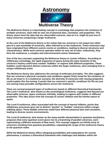 Multiverse Theory “Article & Questions” Assignment
