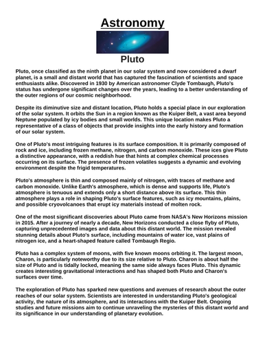 Pluto “Article & Questions” Assignment