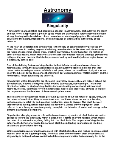 Singularity “Article & Questions” Assignment