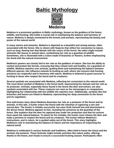 Baltic God: Medeina “Article & Questions” Assignment