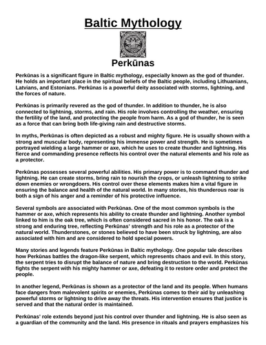 Baltic God: Perkūnas “Article & Questions” Assignment