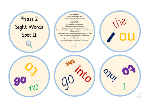 Phase 2 Sight Word Spot It!