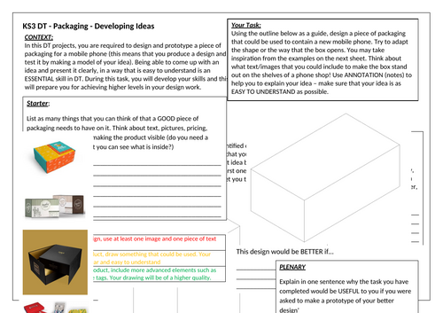 KS3 DT - Generating Ideas - Packaging