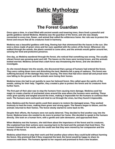 Baltic Myth: The Forest Guardian “Article & Questions” Assignment