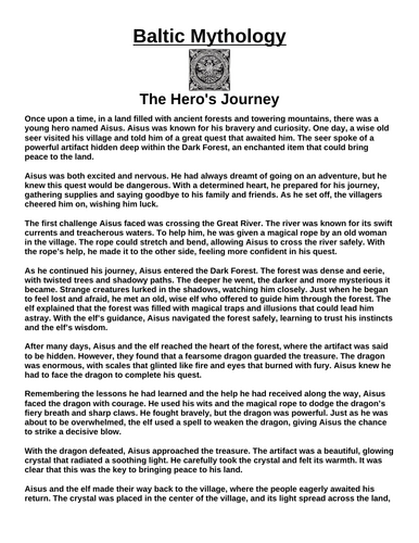 Baltic Myth: The Hero's Journey “Article & Questions” Assignment