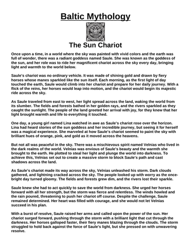 Baltic Myth: The Sun Chariot “Article & Questions” Assignment