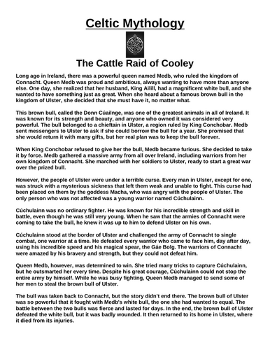 Celtic Myth: The Cattle Raid of Cooley “Article & Questions” Assignment