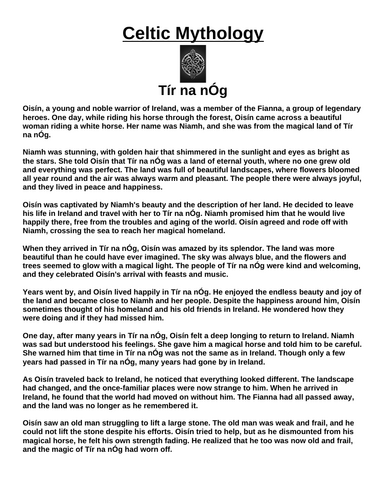 Celtic Myth: Tír na nÓg  “Article & Questions” Assignment