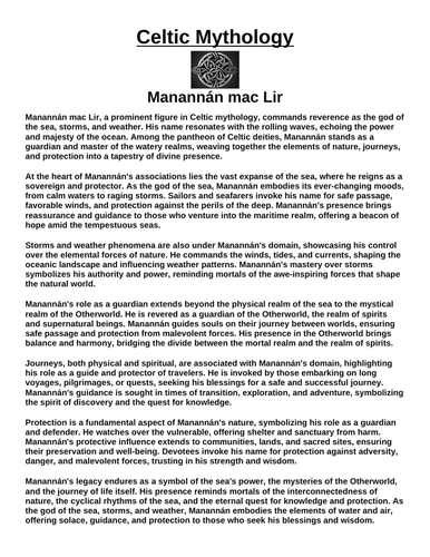 Celtic God: Manannán mac Lir “Article & Questions” Assignment