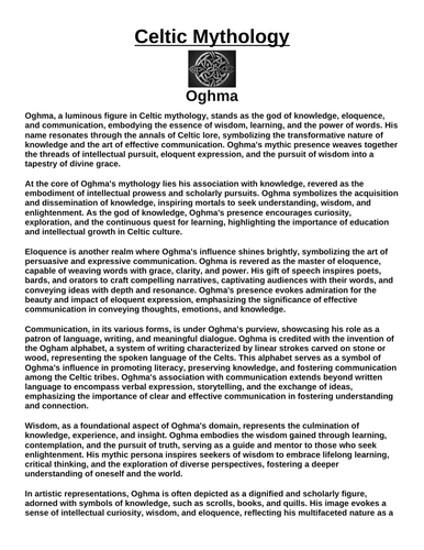 Celtic God: Oghma “Article & Questions” Assignment