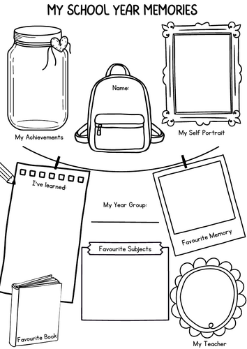End of School Year Memories Summer Worksheet