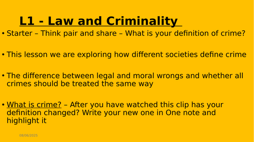 Law and Criminality 8 Lessons - IGCSE Cambridge Global Perspectives