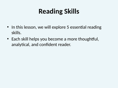 Reading skills activities