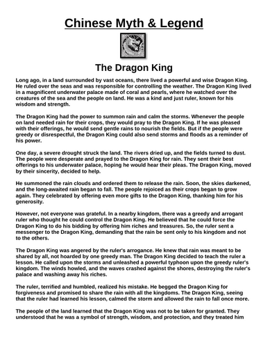 Chinese Myth: The Dragon King “Article & Questions” Assignment